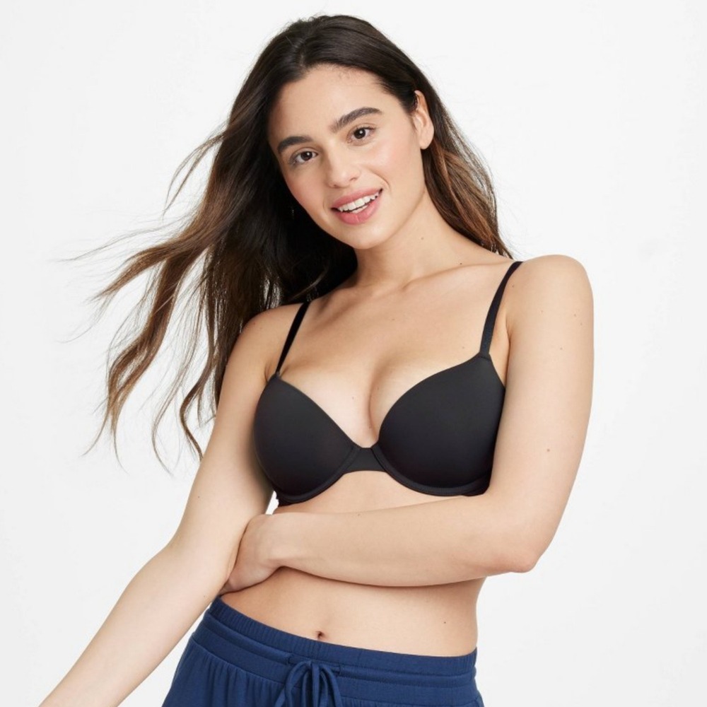 Women's Lightly Lined Demi T-Shirt‎ Bra Auden Black 36D Underwire NWT